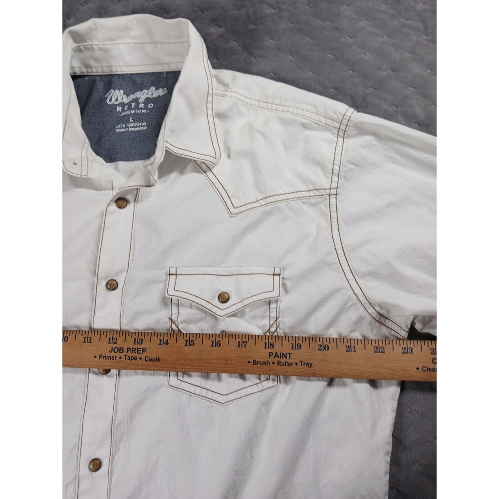 Wrangler Retro Premium Mens White Western Snap Shirt Contrast Stitch L 10MVR531W - Picture 6 of 8